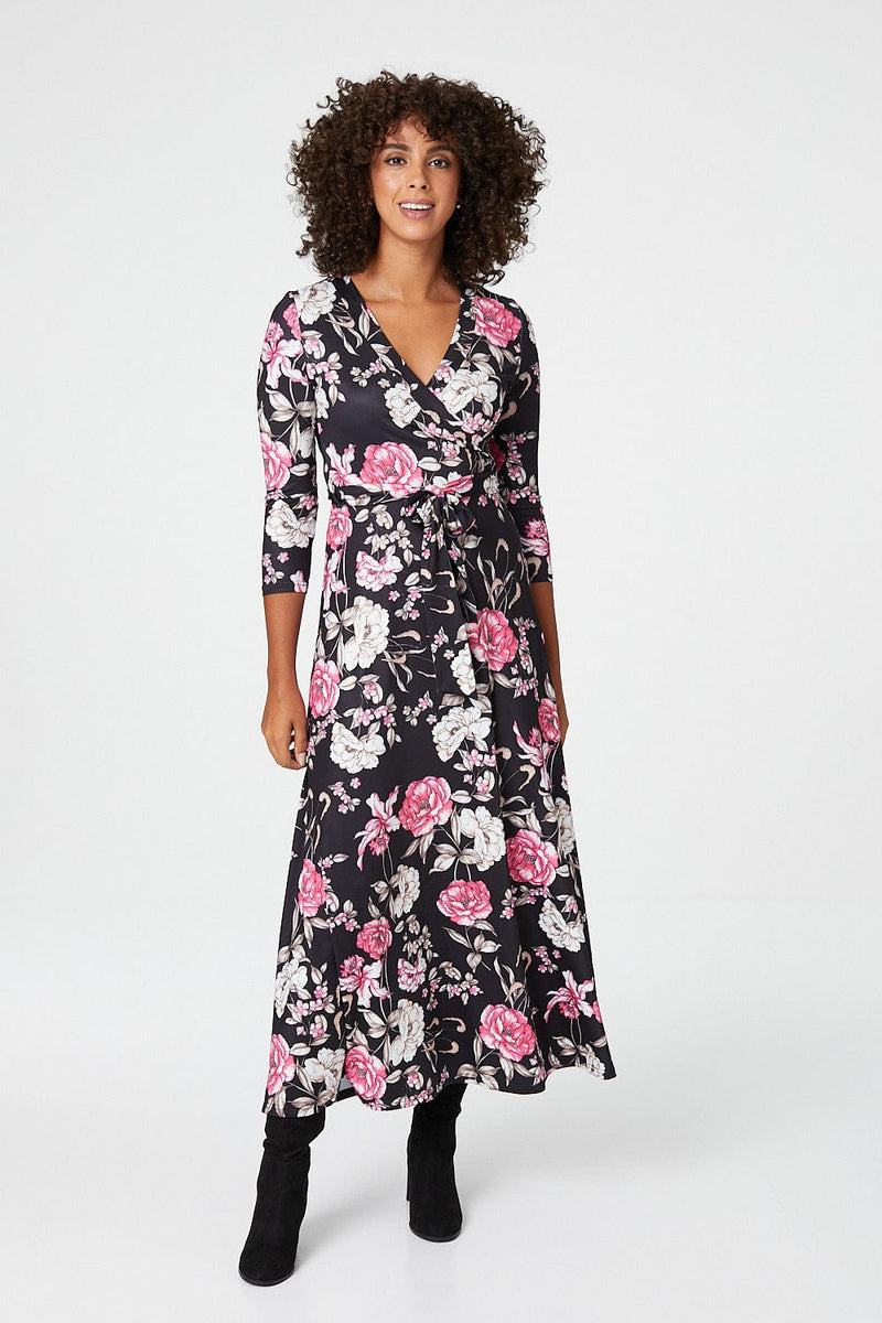 Floral Long Sleeve Wrap Dress | Izabel ...